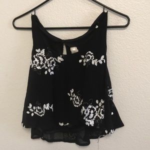Black and white dressy crop top